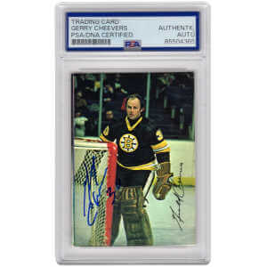 Gerry Cheevers Signed Boston Bruins 1977 Topps Glossy Card #2 - (PSA Encapsulated)
