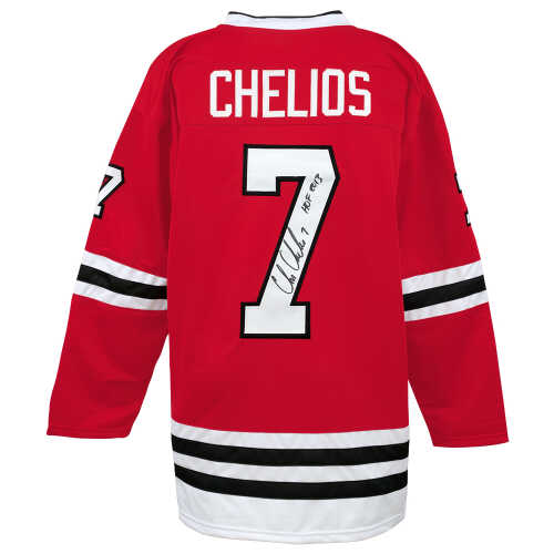 Chris Chelios Signed Red Custom Hockey Jersey w/HOF 2013