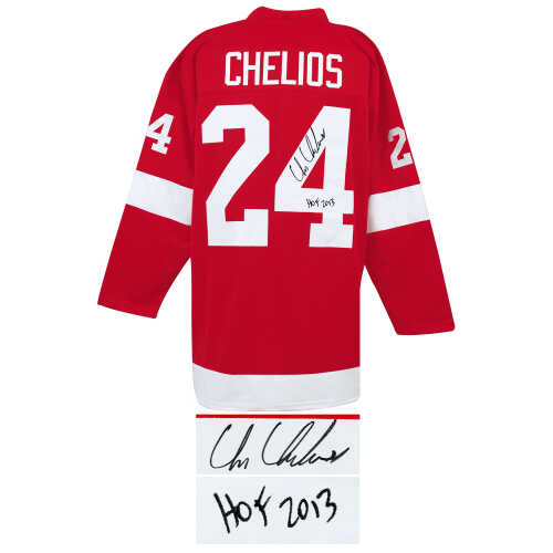 Chris Chelios Signed Red Custom Jersey w/HOF 2013 - Image 2