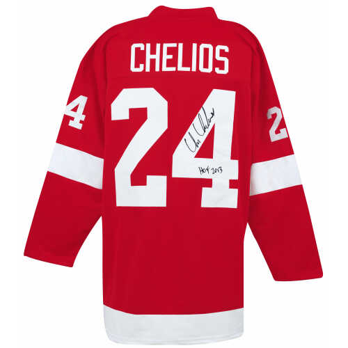 Chris Chelios Signed Red Custom Jersey w/HOF 2013