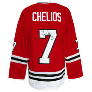 Chris Chelios Signed Red Long Sleeve Custom Hockey Jersey w/HOF 2013