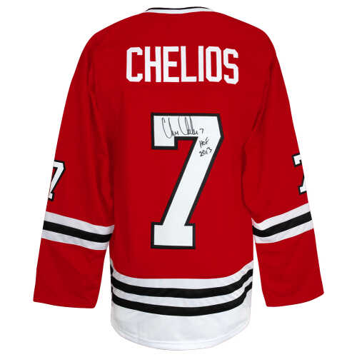 Chris Chelios Signed Red Long Sleeve Custom Hockey Jersey w/HOF 2013
