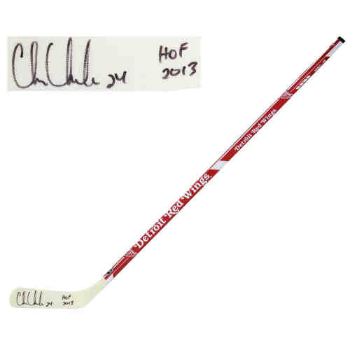 Chris Chelios Signed Detroit Red Wings Logo 48 Inch Full Size Hockey Stick w/HOF 2013