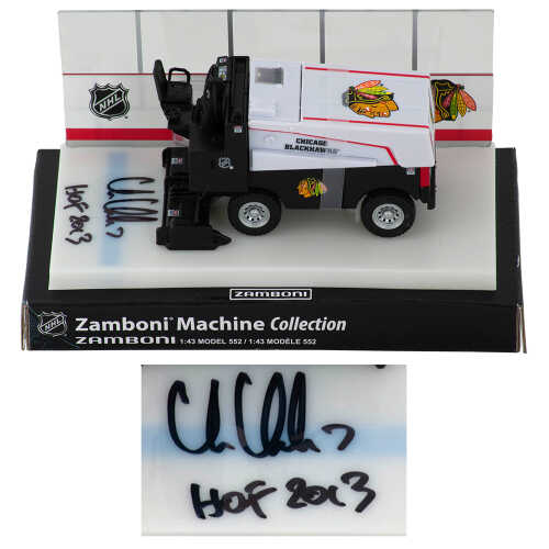 Chris Chelios Signed Chicago Blackhawks NHL Mini Zamboni w/HOF 2013 - Image 2