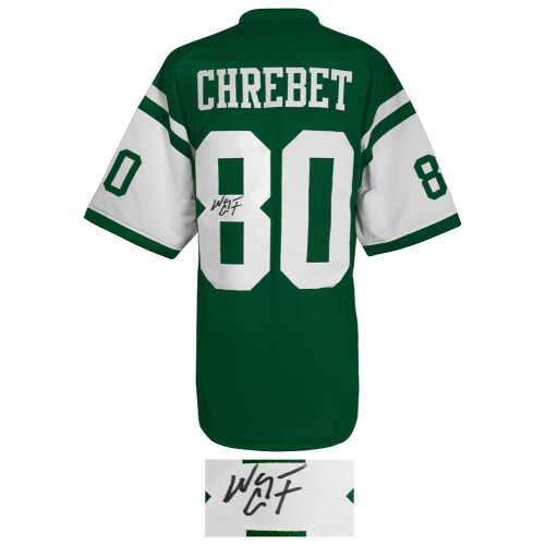 Wayne Chrebet Signed Light Green Custom Football Jersey - Image 2