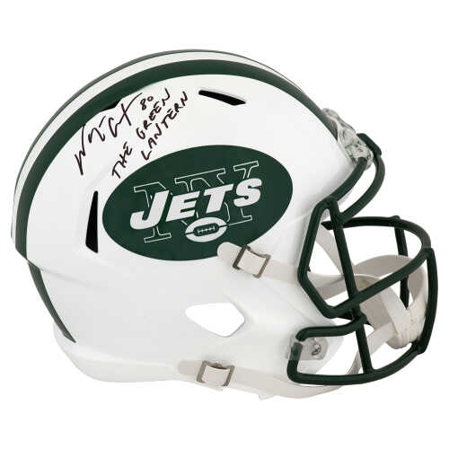 Wayne Chrebet Signed New York Jets T/B White Riddell Full Size Speed Replica Helmet w/The Green Lantern