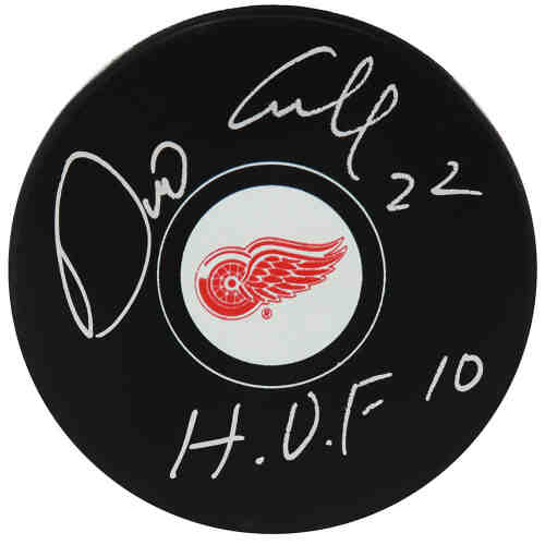 Dino Ciccarelli Signed Detroit Red Wings Logo Hockey Puck w/HOF'10