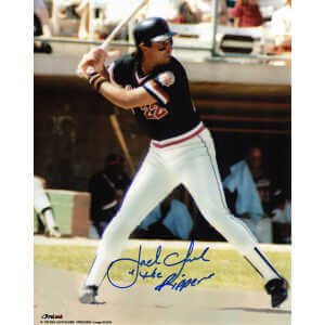Jack Clark Signed San Francisco Giants Batting Action 8x10 Photo w/The Ripper