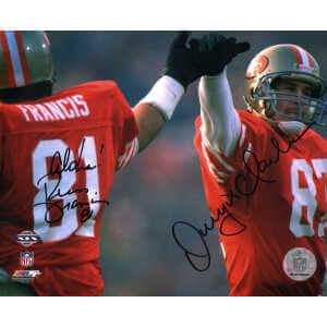 Dwight Clark & Russ Francis Signed San Francisco 49ers High Five 8x10 Photo w/Aloha