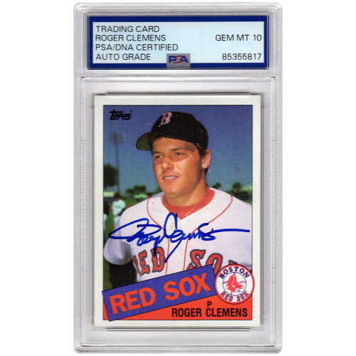 Roger Clemens Signed Boston Red Sox 1985 Topps Rookie Baseball Card #181 (PSA Encapsulated - Auto Grade 10)