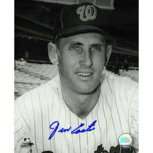 Jim Coates Signed Washington Senators B&W Closeup Pose 8x10 Photo