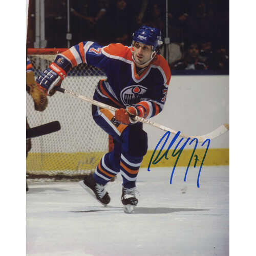 Paul Coffey Signed Edmonton Oilers Skating Action 8x10 Photo