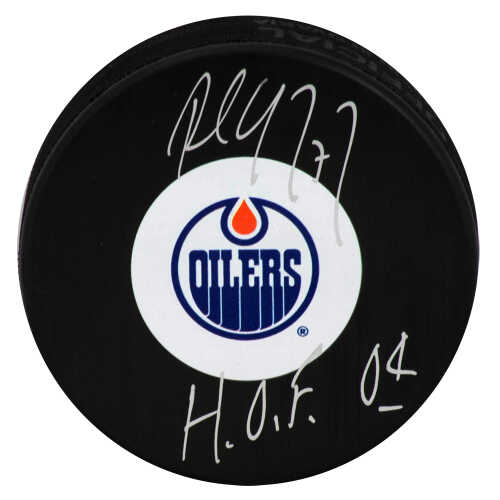 Paul Coffey Signed Edmonton Oilers (Medium) Logo Hockey Puck w/HOF'04