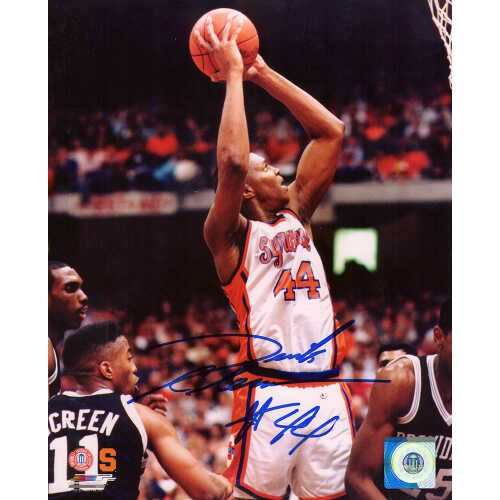Derrick Coleman Signed Syracuse White Jersey Shooting 8x10 Photo