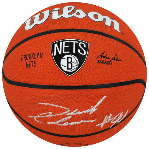 Derrick Coleman Signed Brooklyn Nets Logo Wilson NBA Basketball