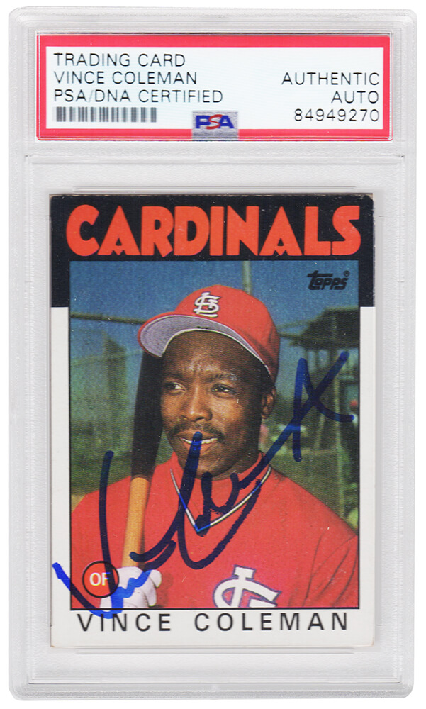 Vince Coleman Signed St. Louis Cardinals 1986 Topps Baseball Trading Card  #370