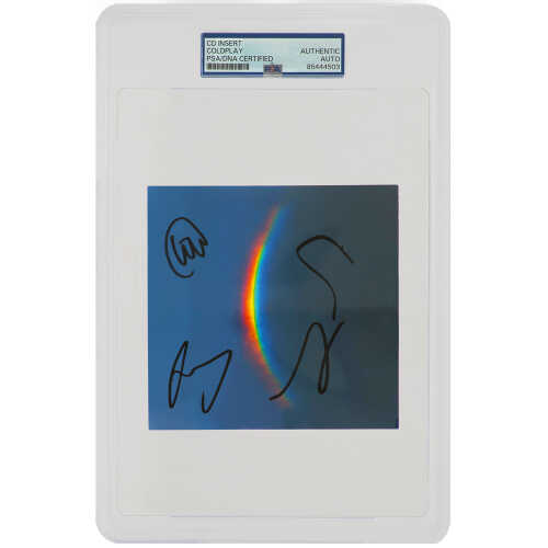 Coldplay Band Signed 'Moon Music' 5x5 CD Insert Card (4 - Signatures) - (PSA/DNA Encapsulated)