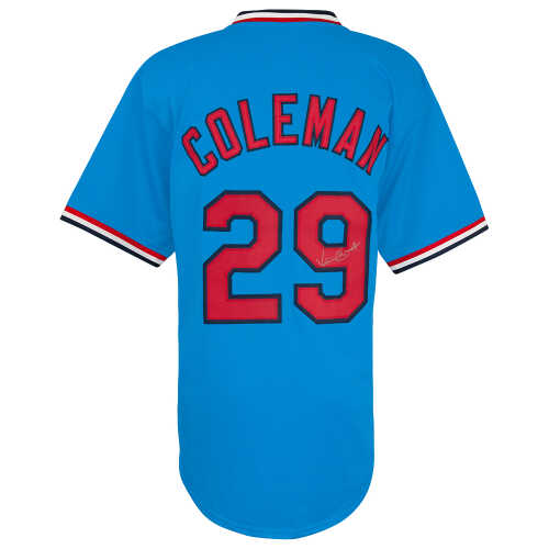 Vince Coleman Signed Blue T/B Custom Baseball Jersey