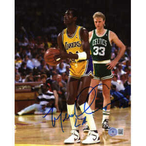 Michael Cooper Signed Lakers Gold Jersey Action 8×10 Photo w/LA – (Beckett)