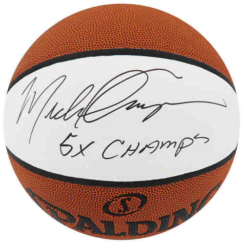 Michael Cooper Signed Spalding White Panel Basketball w/5x Champs