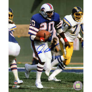 Joe Cribbs Signed Buffalo Bills Blue Jersey Action 8x10 Photo