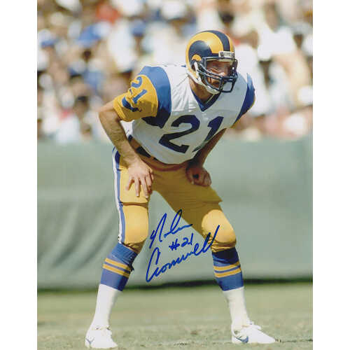 Nolan Cromwell Signed Rams White Jersey Stance 8x10 Photo
