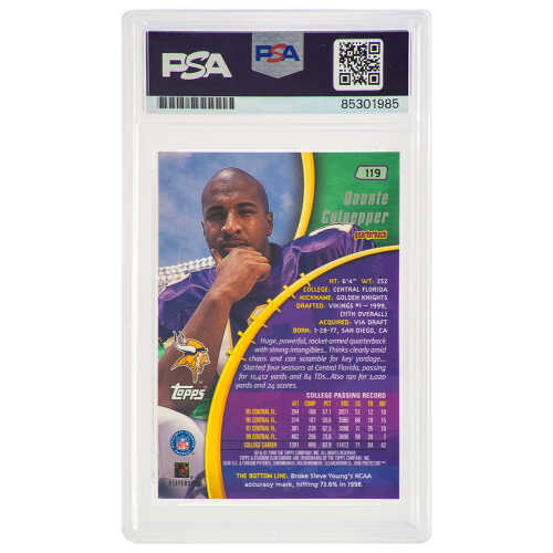 Daunte Culpepper Signed Vikings 1999 Stadium Club Chrome Rookie Football Card #119 (PSA Encapsulated) - Image 2