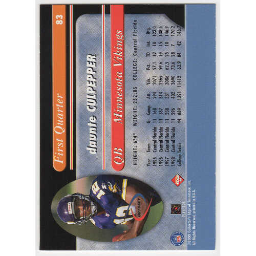 Daunte Culpepper Signed Vikings 1999 Collector's Edge Odyssey Rookie Football Card #83 - Image 2
