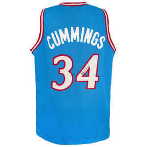 Terry Cummings Signed Blue Throwback Custom Basketball Jersey