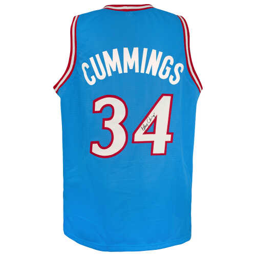 Terry Cummings Signed Blue Throwback Custom Basketball Jersey