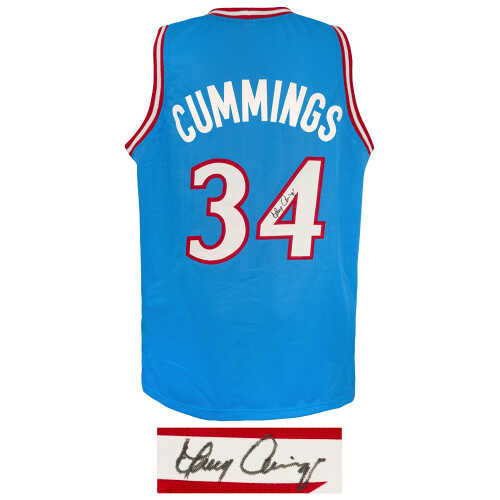 Terry Cummings Signed Blue Throwback Custom Basketball Jersey - Image 2