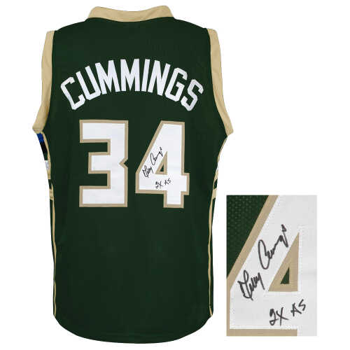 Terry Cummings Signed Green Throwback Custom Basketball Jersey w/2x AS - Image 2