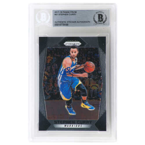 Stephen Curry Signed Golden State Warriors 2017-18 Panini Prizm Basketball Trading Card #41 - (Beckett Encapsulated)