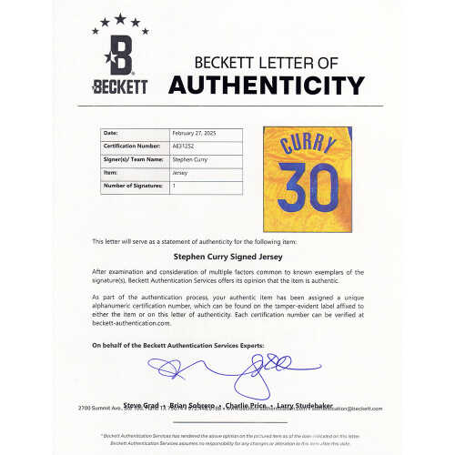 Stephen Curry Signed Yellow Custom Basketball Jersey - (Beckett) - Image 4