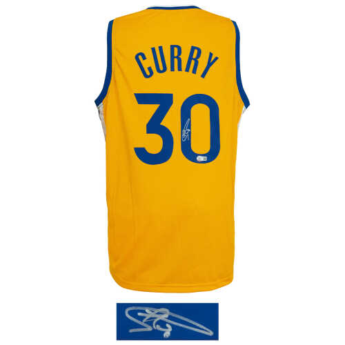 Stephen Curry Signed Yellow Custom Basketball Jersey - (Beckett) - Image 2