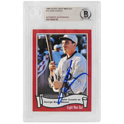 John Cusack Signed 1988 Pacific Eight Men Out Trading Card #12 - (Beckett Encapsulated)