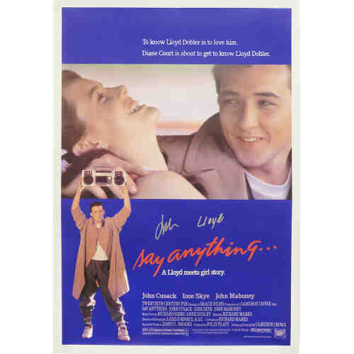 John Cusack Signed Say Anything 27x40 Full Size Movie Poster w/Lloyd