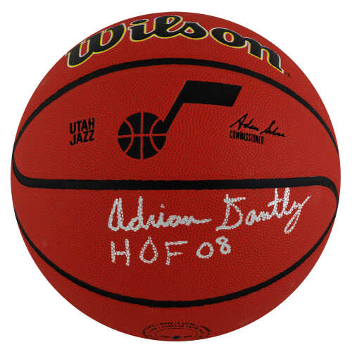 Adrian Dantley Signed Wilson Jazz Logo NBA Basketball w/HOF'08