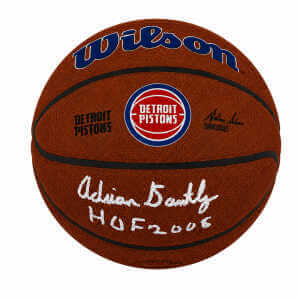 Adrian Dantley Signed Detroit Pistons Logo Wilson Alliance NBA Basketball w/HOF 2008