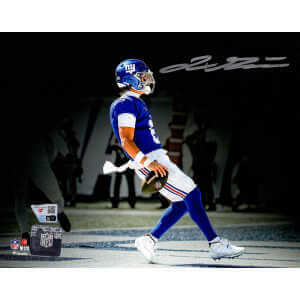 Jaxson Dart Signed New York Giants Rushing Touchdown Spotlight Action 8x10 Photo - (Fanatics)
