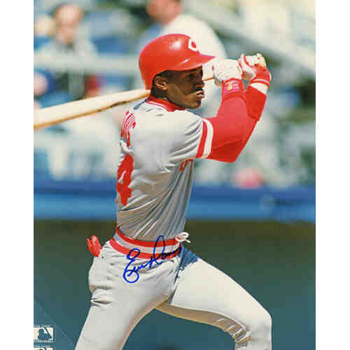 Eric Davis Signed Cincinnati Reds Swinging Grey Jersey 8x10 Photo