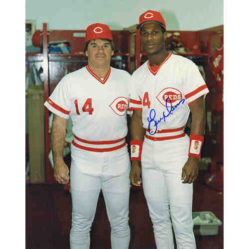 Eric Davis Signed Cincinnati Reds With Pete Rose 8x10 Photo