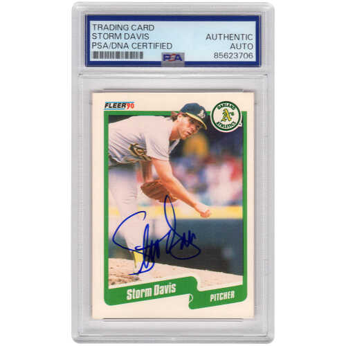 Storm Davis Signed A's Baseball Trading Card (Various) - (PSA Encapsulated)