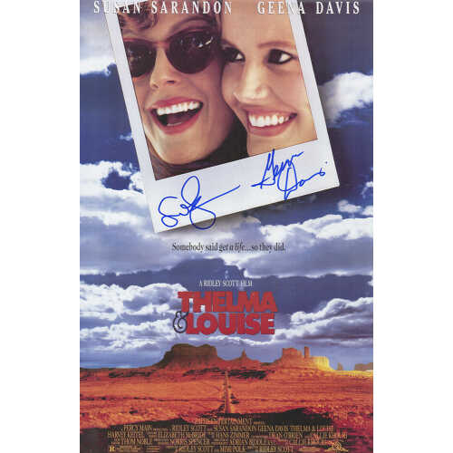 Geena Davis & Susan Sarandon Signed Thelma & Louise 11×17 Movie Poster