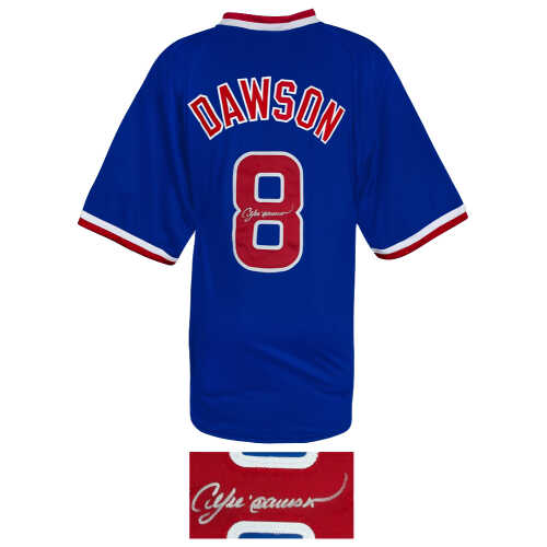 Andre Dawson Signed Blue Throwback Custom Baseball Jersey - Image 2