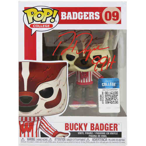 Ron Dayne Signed Wisconsin Badgers Bucky Badger Mascot Funko Pop Doll #09 w/99H