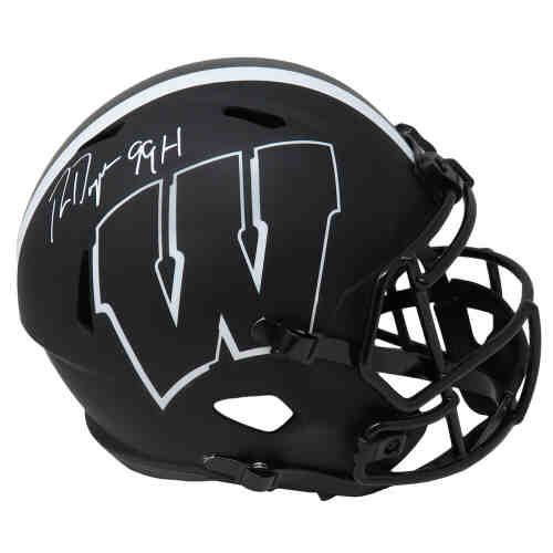 Ron Dayne Signed Wisconsin Badgers Eclipse Black Matte Riddell Full Size Speed Replica Helmet w/99H