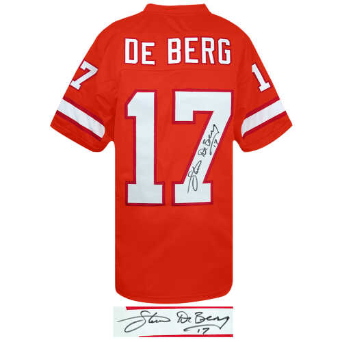 Steve DeBerg Signed Orange Throwback Custom Football Jersey - Image 2