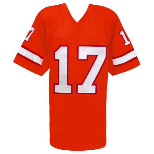 Steve DeBerg Signed Orange Throwback Custom Football Jersey w/Fire The Cannons - Image 3