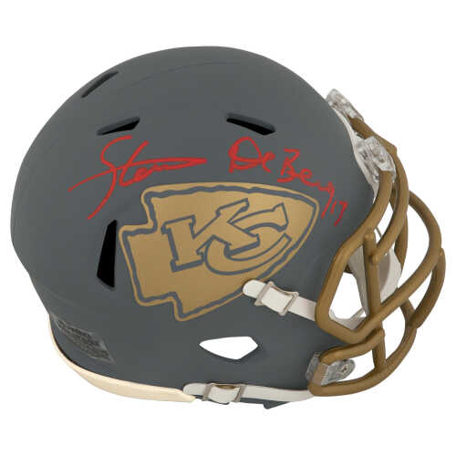 Steve DeBerg Signed Kansas City Chiefs SLATE Riddell Speed Mini Helmet